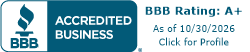 BBB Accredited Business, A+ rating
