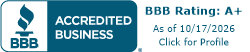 BBB Accredited Business, A+ rating