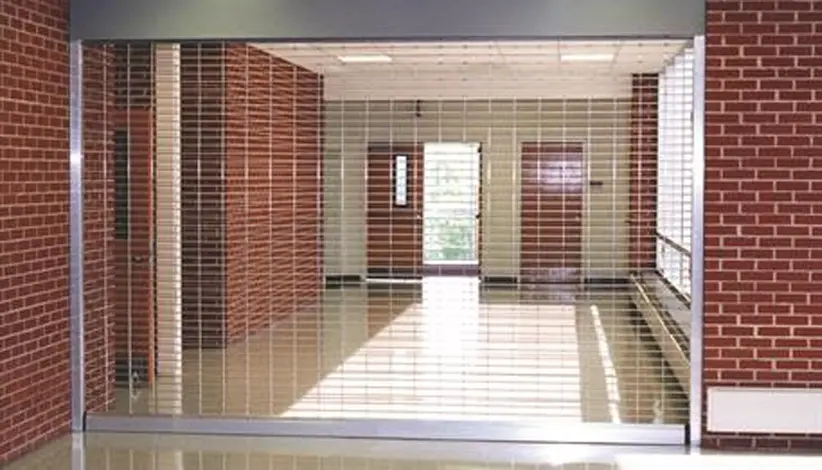 The CrossingGard® Emergency Response Grille installed in a corridor