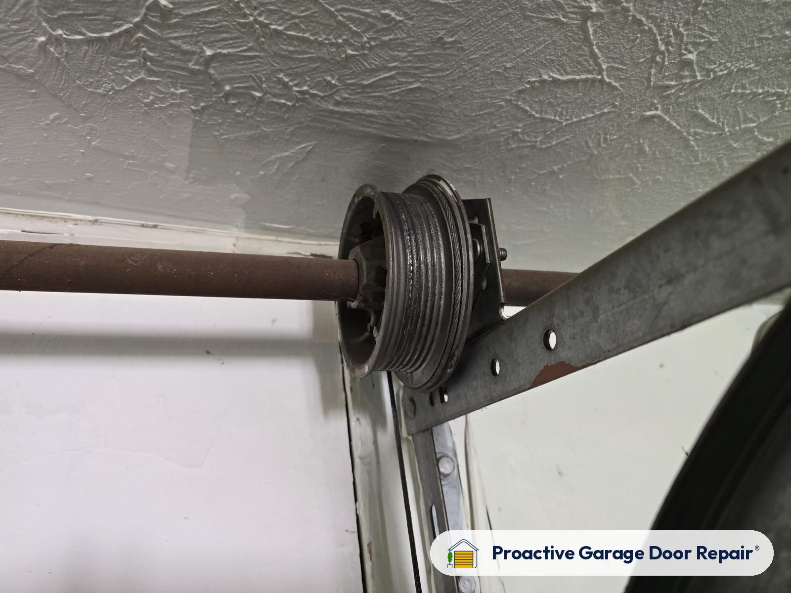 Garage door lift cable and cable drum, Proactive Garage Door Repair job
