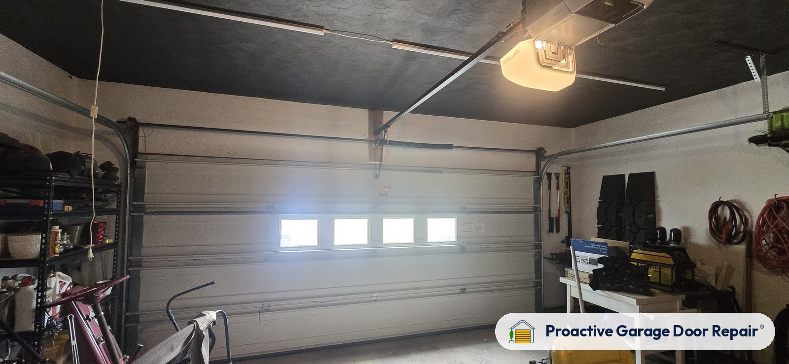 Inside view of a garage door after a Proactive Garage Door Repair visit in Copley Township, Ohio