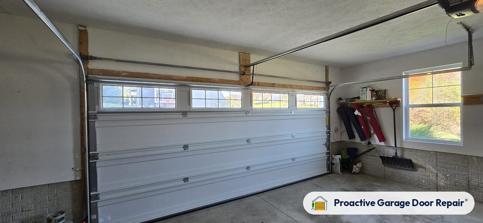 Inside view of a garage door after a Proactive Garage Door Repair visit in Montville Township, Ohio, photo 3