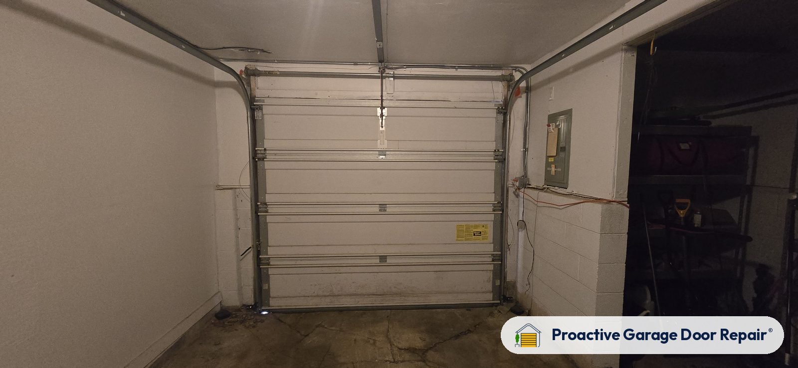 Inside view of a garage door after a Proactive Garage Door Repair visit in New Franklin, Ohio